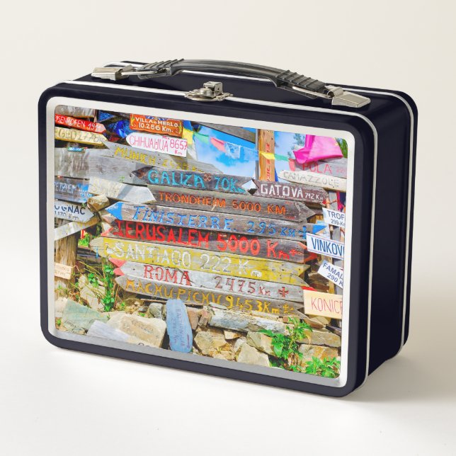 Wegweiser Metall Brotdose (Vorderseite)