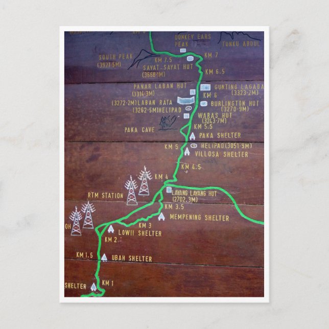 Wegweiser mt Kinabalu Postkarte (Vorderseite)