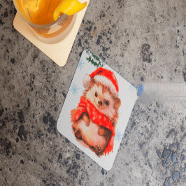 Wegwerf-Weihnachtsgetränk-Unterlagen - Süßer Igel Rechteckiger Pappuntersetzer