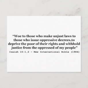 Wehe denen, die ungerechte Gesetze machen Isaiah 1 Postkarte