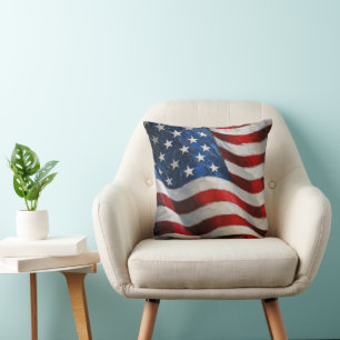 Wehende amerikanische Flagge in Impasto-Malerei Kissen