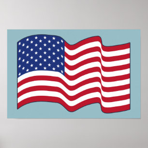 Wehende amerikanische Flagge Kunstposter Poster