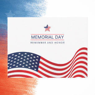 Wehende amerikanische Flagge Memorial Day Postkarte