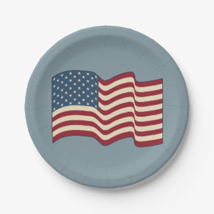 Wehende amerikanische Flagge Pappteller