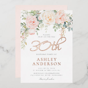 Weibchen Blush 30. Geburtstag Party Rose Gold Folieneinladung