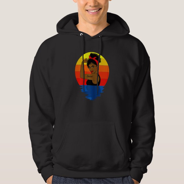 Weibchen Curly Black Afro Afro American Hoodie (Vorderseite)
