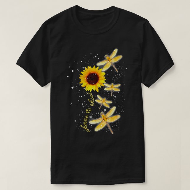Weibchen Dragonfly Sonnenblumen Lehrerin Wachstum  T-Shirt (Design vorne)