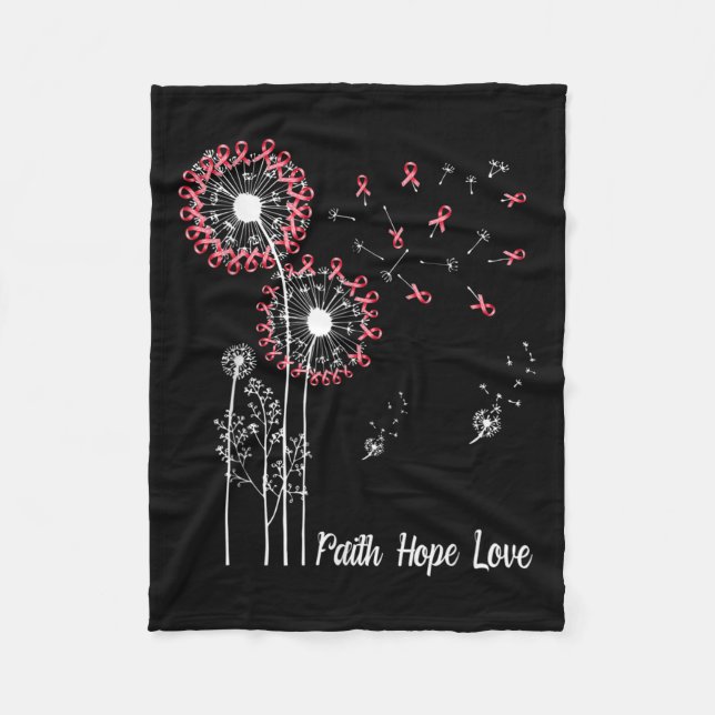 Weibchen Faith Hope Liebe Brustkrebs Dandelion Flo Fleecedecke (Vorderseite)