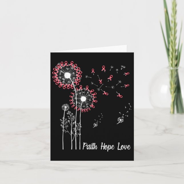 Weibchen Faith Hope Liebe Brustkrebs Dandelion Flo Karte (Vorderseite)