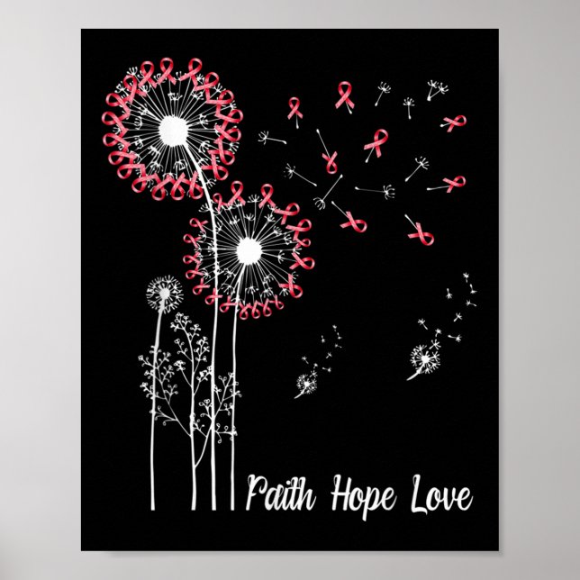 Weibchen Faith Hope Liebe Brustkrebs Dandelion Flo Poster (Vorne)