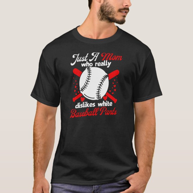 Weibchen mögen White Baseball Pants Mama Softball T-Shirt (Vorderseite)