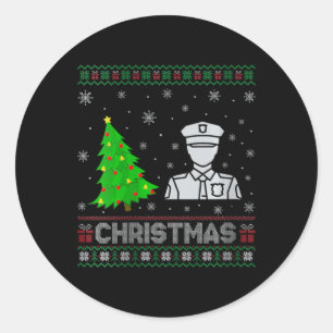 Weibchen Polizei Xmas Tree Lighting Ugly Weihnacht Runder Aufkleber