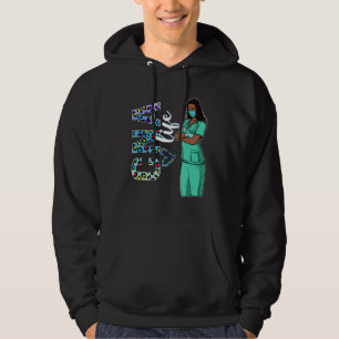Weibchen schwarze Krankenschwester Uniform Afro af Hoodie