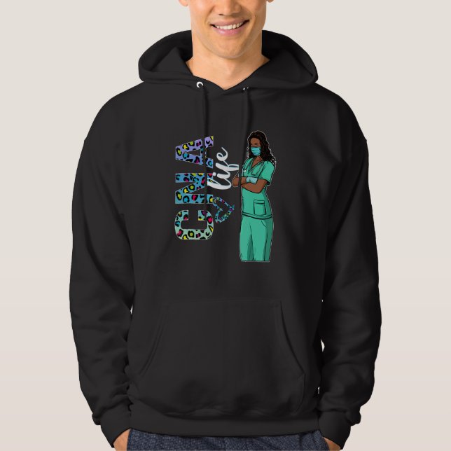 Weibchen schwarze Krankenschwester Uniform Afro af Hoodie (Vorderseite)