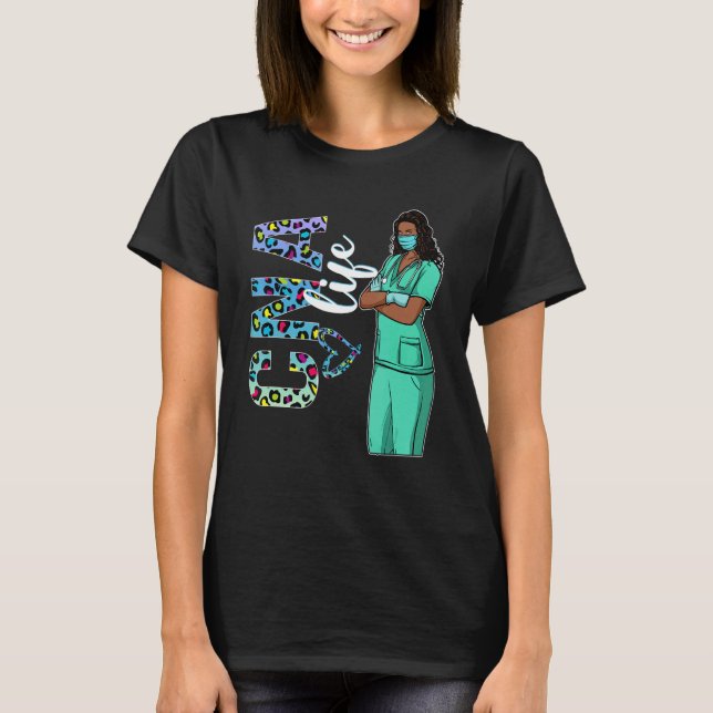 Weibchen schwarze Krankenschwester Uniform Afro af T-Shirt (Vorderseite)