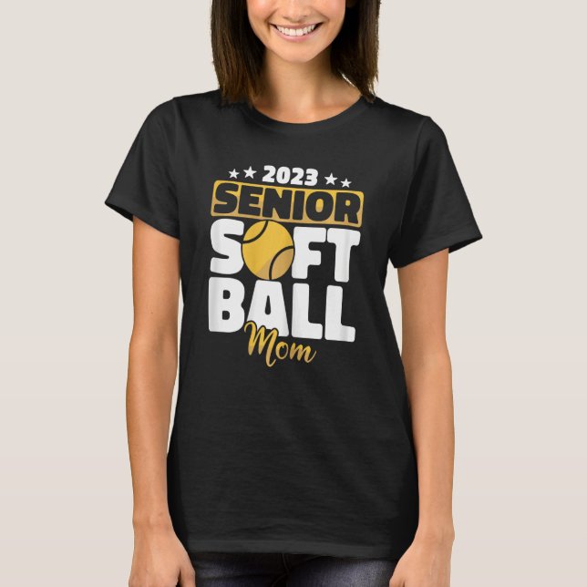 Weibchen Senior Softball Mama Softball Players Sof T-Shirt (Vorderseite)