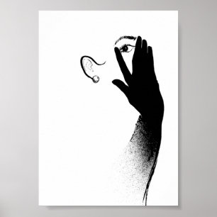 Weibchen tragen Schwarzen Handschuh Minimalistisch Poster