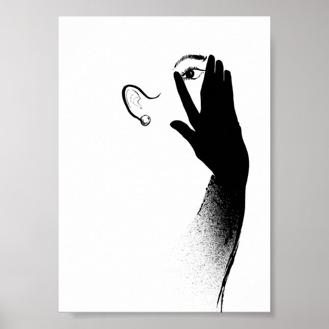 Weibchen tragen Schwarzen Handschuh Minimalistisch Poster (Vorne)