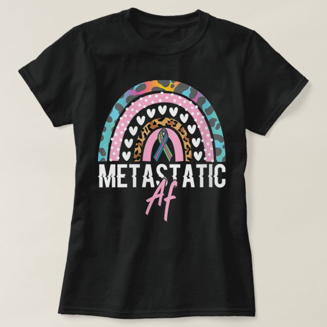 Weibchen Witziger metastasierter Brustkrebs Metast T-Shirt (Design vorne)