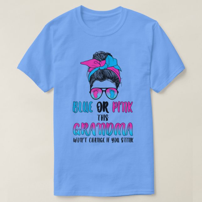 Weiblich blau oder rosa Dieses Oma-Geschlecht offe T-Shirt (Design vorne)