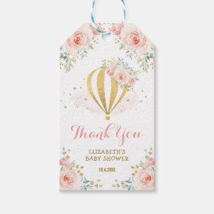 Weiblich errötet Goldheißluft-Ballon-Gastgeschen Geschenkanhänger