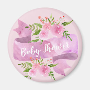 Weiblich, Hübsch, Chic, Florales Rosa Baby Shower Magnet