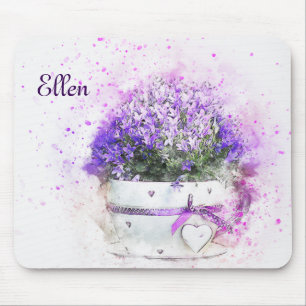 Weiblich, Lavendel und lila Blumenblumenstrauß Mousepad