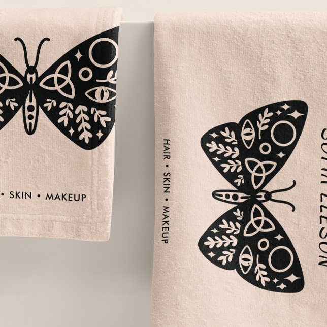 Weiblich rosa Schwarzer Schmetterling Salon Wellne Badhandtuch Set (Von Creator hochgeladen)