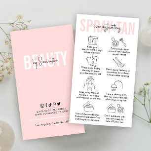 Weiblich rosa Spray Tan Aftercare Instructions Visitenkarte