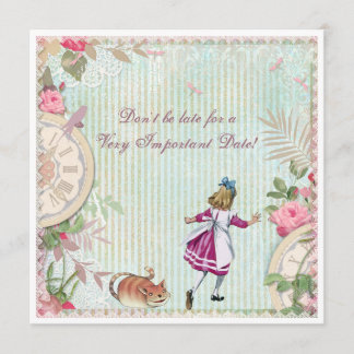 Weibliche Alice im Wunderland Shabby Chic Geburtst Einladung
