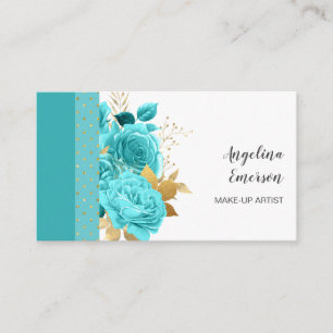Weibliche Aquamarine Blume Makeup Artist Friseur S Visitenkarte