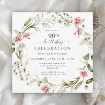 Weibliche Aquarell-Blumen zum 90. Geburtstag