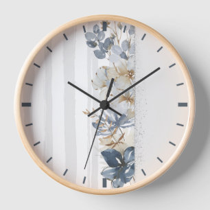 Weibliche Aquarellfarben-Blume auf gestreiftem Hin Uhr