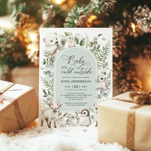 Weibliche Arktische Tiere WinterBaby-Dusche Einladung