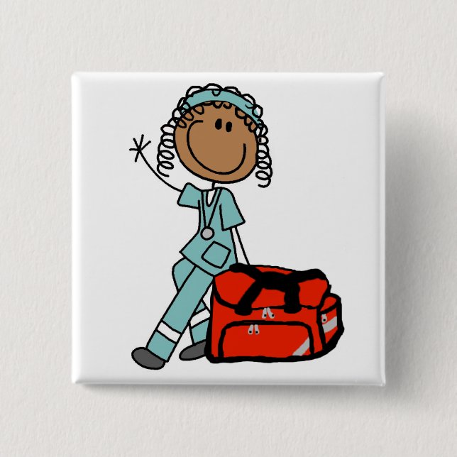 weibliche Atemtherapeutin oder Rettungssanitäterin Button (Vorderseite)
