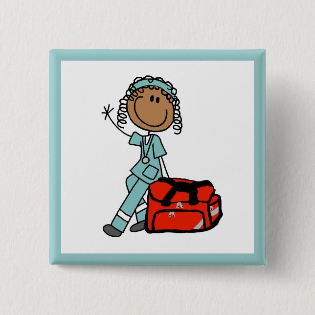 weibliche Atemtherapeutin oder Rettungssanitäterin Button (Vorderseite)