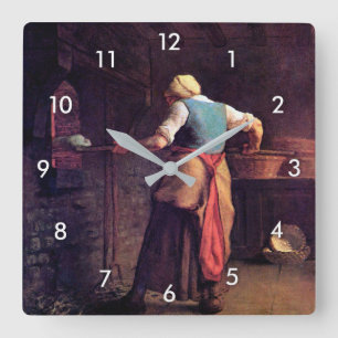 Weibliche Backwaren, Jean-Francois Millet Quadratische Wanduhr