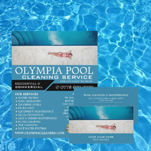 Weibliche Badegäste, Schwimmbad-Reinigungsservice- Flyer