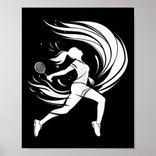 weibliche Badmintonspielerin zeichnet Shuttlecock Poster