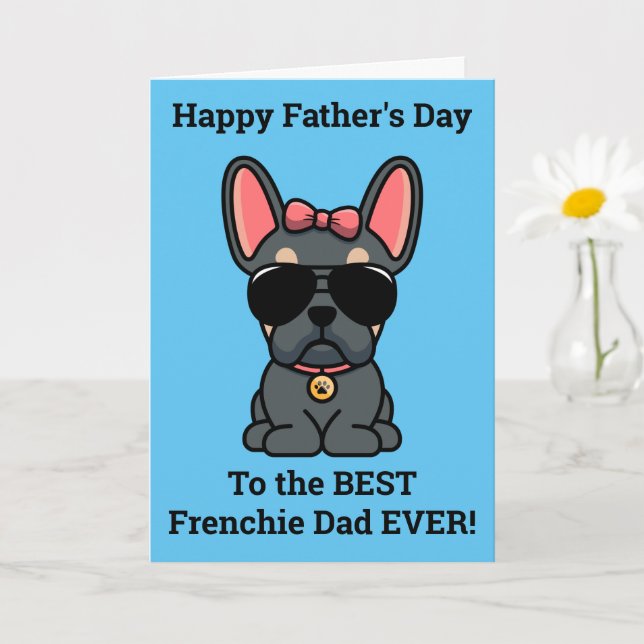 Weibliche Blue Tan French Bulldog Vatertag Card Karte (Kleine Pflanze)