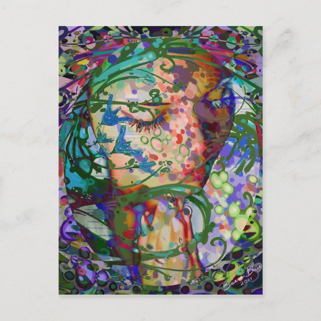 Weibliche Blume Gebet Frau Geblüht Postkarte (Vorderseite)