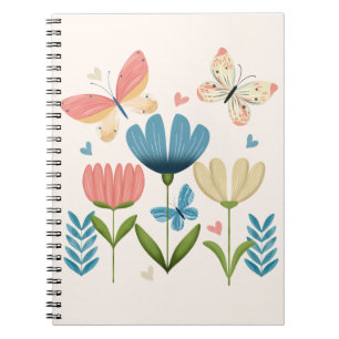 Weibliche Blume und Schmetterlinge Notizblock