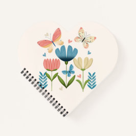 Weibliche Blume und Schmetterlinge Notizbuch