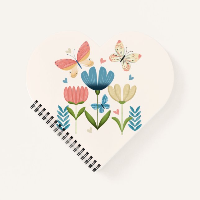Weibliche Blume und Schmetterlinge Notizbuch (Vorderseite)