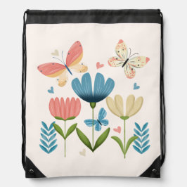 Weibliche Blume und Schmetterlinge Sportbeutel