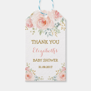 Weibliche Blush Gold Aquarellfarben Rose Gastgesch Geschenkanhänger