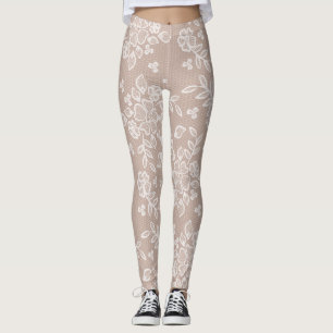 Weibliche Blush & White Trendy Lace Yoga Leggings