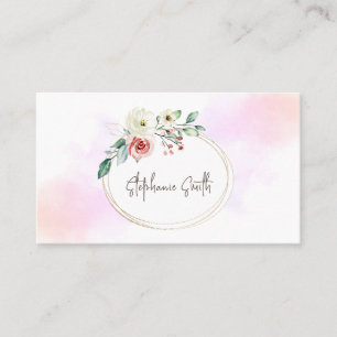Weibliche Blüten Moderne Wasserfarbe Rosa Visitenkarte