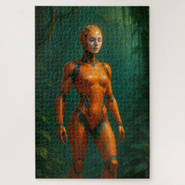 Weibliche Cyborg Jungle Sentinal Orange Armor Puzzle