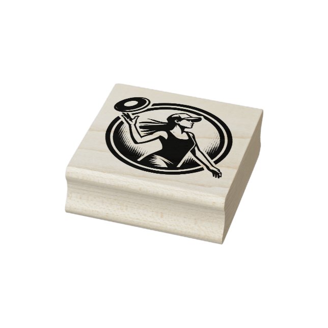 Weibliche Disk Golfer Gummistempel (Stempel)